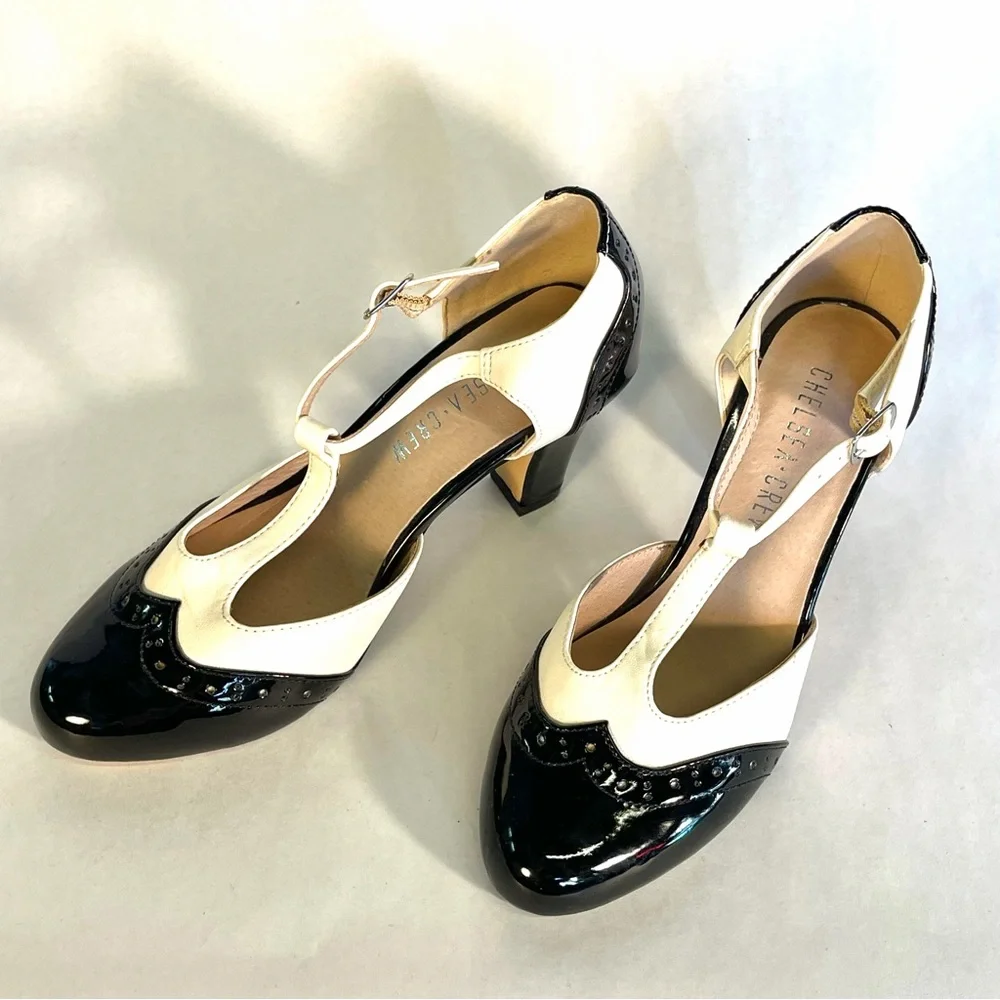 Gatsby II T-Strap Vintage Heels - Black and White - Picture 9 of 16
